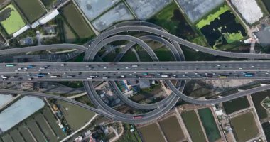  Guangzhou şehrindeki Nansha köprüsünün havadan görünüşü, Çin 