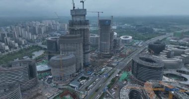 Chengdu, Çin - 11 Mayıs 2024, Çin 'in Chengdu şehrindeki inşaat alanının hava görüntüleri.