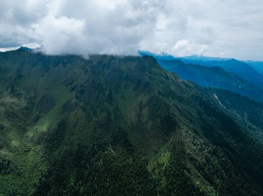 Bulutlar süzülüyor yemyeşil dağ sıralarında