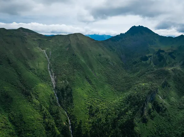 Sarmal deresi olan yemyeşil dağlar