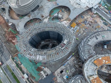 Chengdu, Çin - Haziran 03.2024, Çin 'in Chengdu şehrindeki modern ofis binalarının hava manzarası 