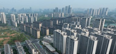 Chengdu şehrindeki Tianfu Yeni Alan manzarası, Çin 