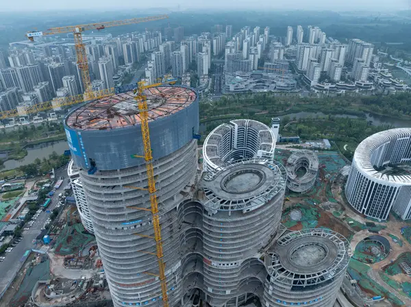 Çin 'in Chengdu şehrindeki hava manzarası.