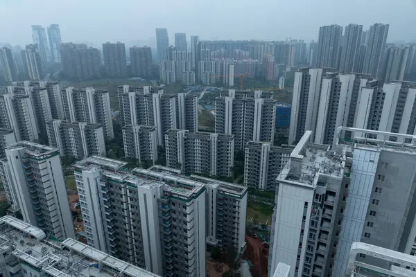 Çin 'in Chengdu şehrindeki hava manzarası.