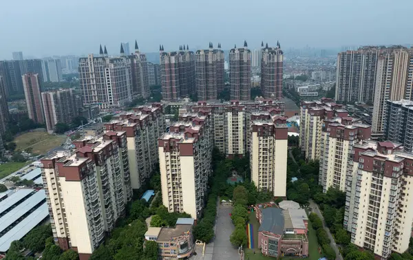 Çin 'in Chengdu şehrindeki hava manzarası.