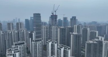 Chengdu şehrindeki Tianfu Yeni Alan manzarası, Çin 