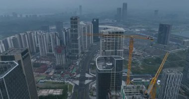 Chengdu, Çin - 11 Mayıs 2024, Çin 'in Chengdu şehrindeki inşaat alanının hava görüntüleri.