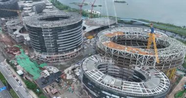 Chengdu, Çin - 11 Mayıs 2024, Çin 'in Chengdu şehrindeki inşaat alanının hava görüntüleri.