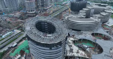 Chengdu, Çin - 11 Mayıs 2024, Çin 'in Chengdu şehrindeki inşaat alanının hava görüntüleri.