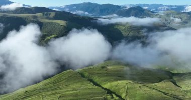 Sisli bir günde güzel dağ manzarası.