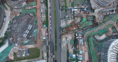 Chengdu, Çin - 11 Mayıs 2024, Çin 'in Chengdu şehrindeki inşaat alanının hava görüntüleri.