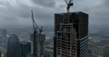 Aerial view of cityscape with skyscrapers construction  in city, China