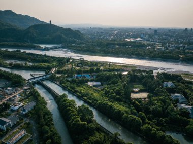 Dujiangyan 'daki hava manzarası, Sichuan bölgesi, Çin