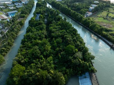 Dujiangyan 'daki hava manzarası, Sichuan bölgesi, Çin