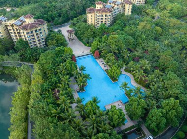 Çin 'in Hainan ilindeki güzel tatil evleri.