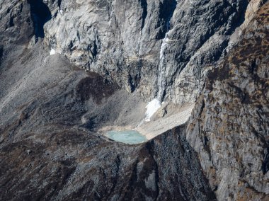 Tibet, Çin 'deki güzel göl manzarası.