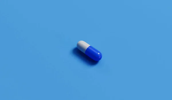 Cápsulas Píldoras Médicas Sobre Fondo Azul Concepto Salud Renderizado — Foto de Stock