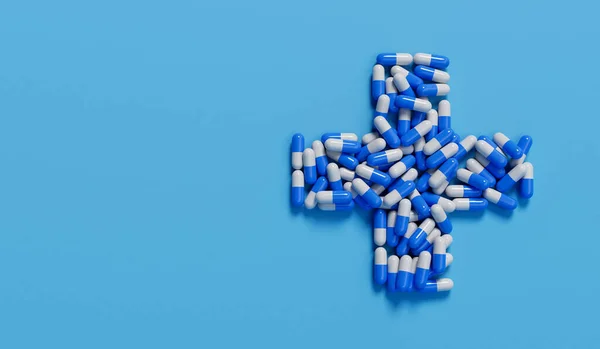 Capsule Pillola Medica Forma Croce Concetto Sanitario Rendering — Foto Stock