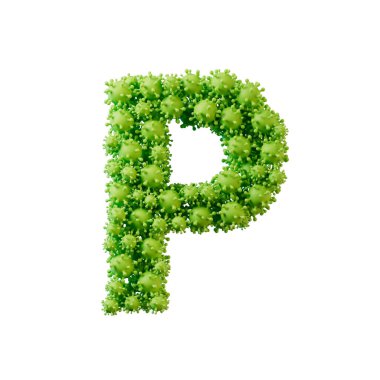 P harfi virüs gribi ve mikrop molekülünden yapılmış. 3B Hazırlama,