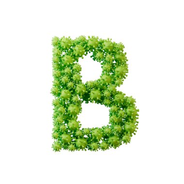 B harfi virüs gribi ve mikrop molekülünden yapılmış. 3B Hazırlama,