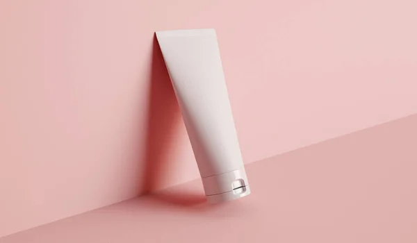 Cosmetic tube product mock up. Beauty skin care packaging template. 3D Rendering.