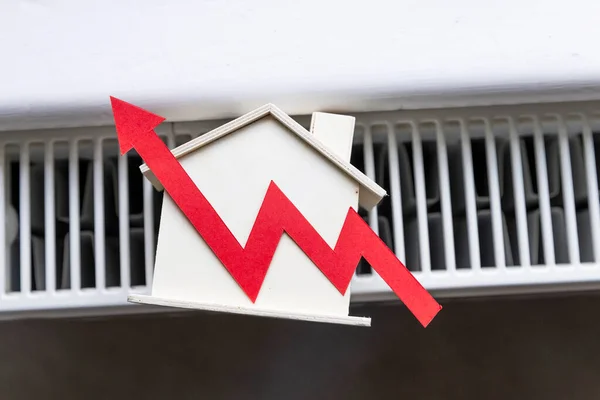 Cost Living Crisis Red Increasing Arrow Radiator Rising Cost Energy — Stock Photo, Image