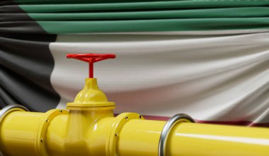 Kuveyt petrol ve doğalgaz boru hattı. Petrol endüstrisi konsepti. 3B Hazırlama.