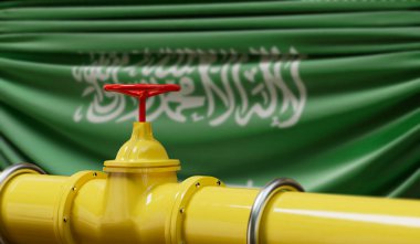 Suudi Arabistan petrol ve doğalgaz boru hattı. Petrol endüstrisi konsepti. 3B Hazırlama.