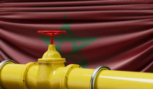 摩洛哥石油和天然气燃料管道 石油工业概念 3D渲染 — 图库照片