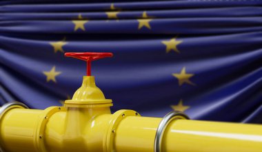 Avrupa Birliği petrol ve doğalgaz boru hattı. Petrol endüstrisi konsepti. 3B Hazırlama.