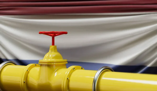Netherlands Oil Gas Fuel Pipeline Oil Industry Concept Rendering — Fotografia de Stock