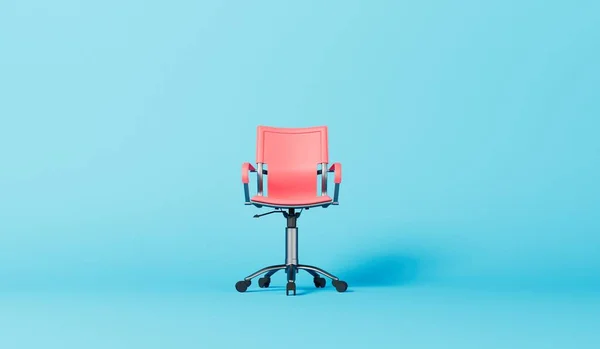 Kancelářská Židle Modrém Pozadí Obchodní Koncept Vykreslování — Stock fotografie