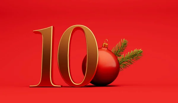 クリスマスの12日間 バブルと10日のお祝いの背景金のレタリング 3Dレンダリング — ストック写真