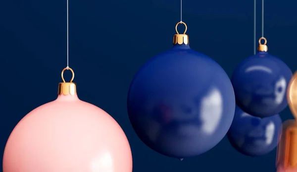 Pembe Mavi Noeller Takılarak Kutlanır Noel Posteri Hazırlama — Stok fotoğraf