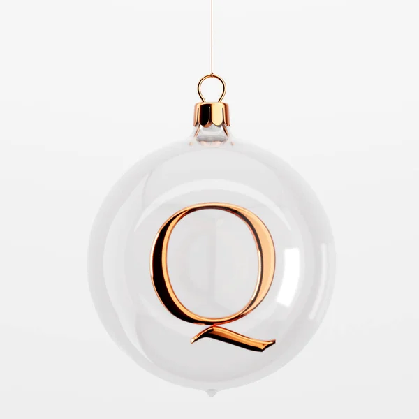 玻璃节日期间的圣诞节挂着一些小玩意 金字母表Q3D渲染 — 图库照片