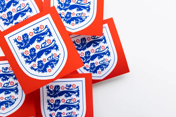 Londen December 2022 Engelse Voetballogo Drie Leeuwen Nationale Embleem Badge — Stockfoto