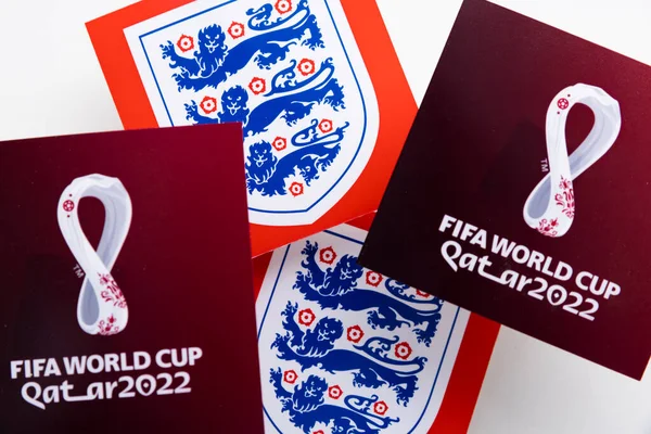 Лондон Великобритания Декабрь 2022 Английский Футбольный Логотип Три Льва Национальной — стоковое фото