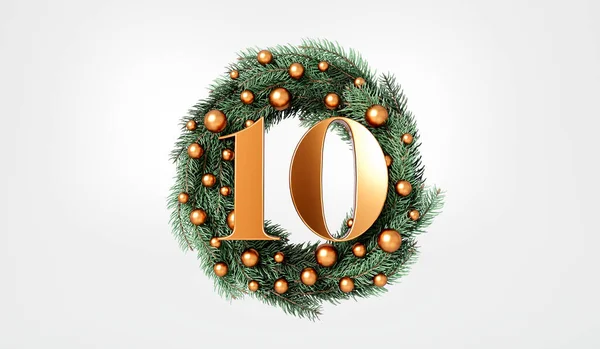 クリスマスの12日間 10日目のお祝いの花輪とテキスト 3Dレンダリング — ストック写真