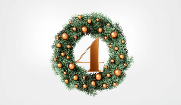 クリスマスの12日間 4日目お祝いの花輪とテキスト 3Dレンダリング — ストック写真