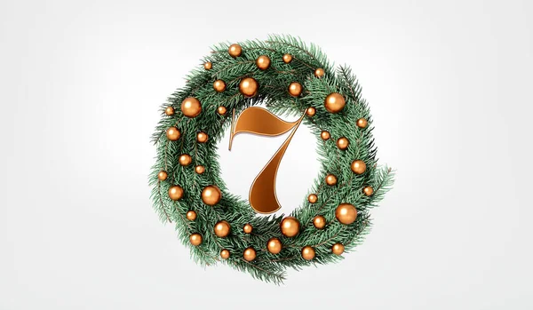 Days Christmas 7Th Day Festive Wreath Text Rendering — Stock Photo, Image