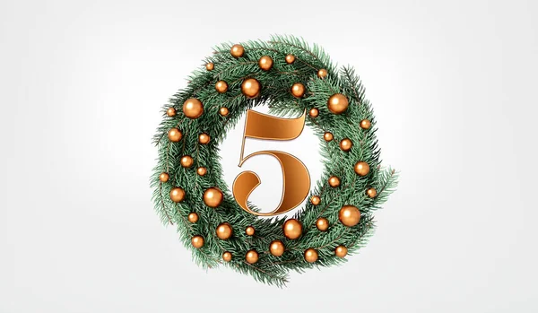 Days Christmas 5Th Day Festive Wreath Text Rendering — Stock Photo, Image