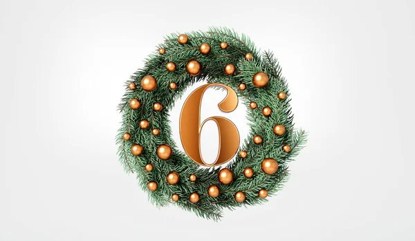 Days Christmas 6Th Day Festive Wreath Text Rendering — Stock Photo, Image