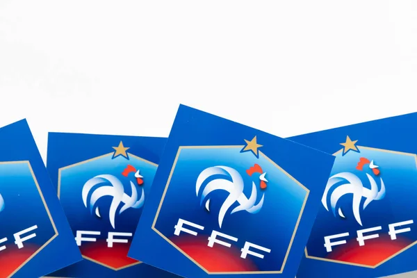 ロンドン 2022年12月 フランス代表チームのロゴフランスサッカー連盟のエンブレムバッジ — ストック写真