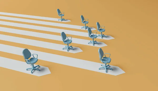 Business Leadership Concept Office Chairs Arrow Path One Ahead Career — Stock Photo, Image