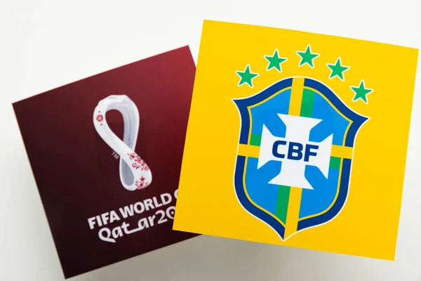 2022年12月 巴西国家足球队标志 卡塔尔世界杯标志 — 图库照片