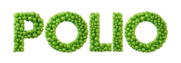 Yeşil Bakteri Hücre Molekülü Yazı Tipinden Yapılmış Çocuk Felci Kelimesi — Stok fotoğraf