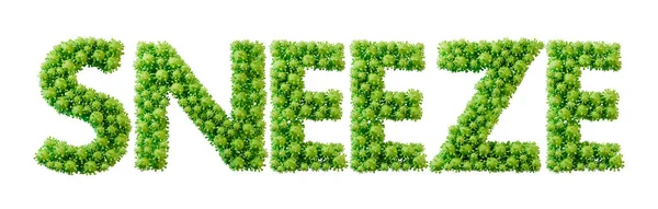 Sneeze Word Made Green Bacteria Cell Molecule Font Health Wellbeing — Stock Photo, Image