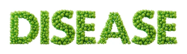 Betegség Szó Készült Zöld Baktériumsejt Molekula Betűtípus Egészség Jólét Renderelés — Stock Fotó