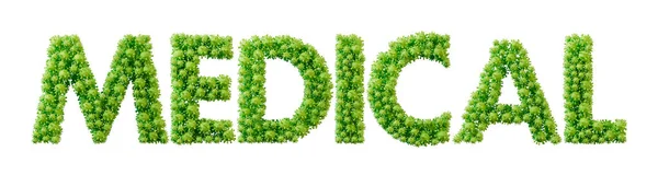 Medicinska Ord Gjorda Grön Bakteriecellsmolekylfont Hälsa Och Välbefinnande Återgivning — Stockfoto