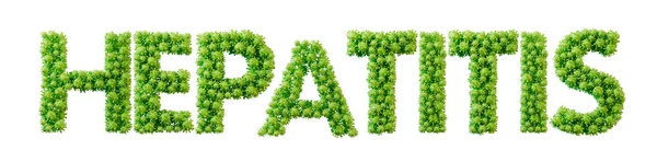 Hepatitis word made from green bacteria cell molecule font. Health and wellbeing. 3D Rendering.